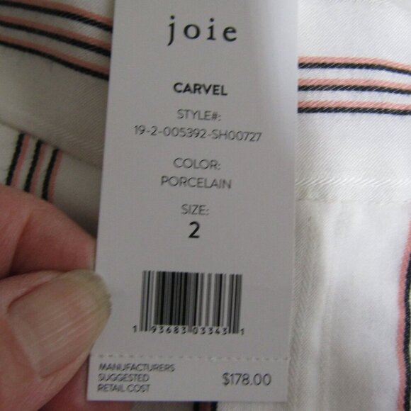 JOIE NWT Striped Carvel  Shorts Cream Porcelain Beach Coastal Preppy 2 MSRP $178 - Picture 6 of 8